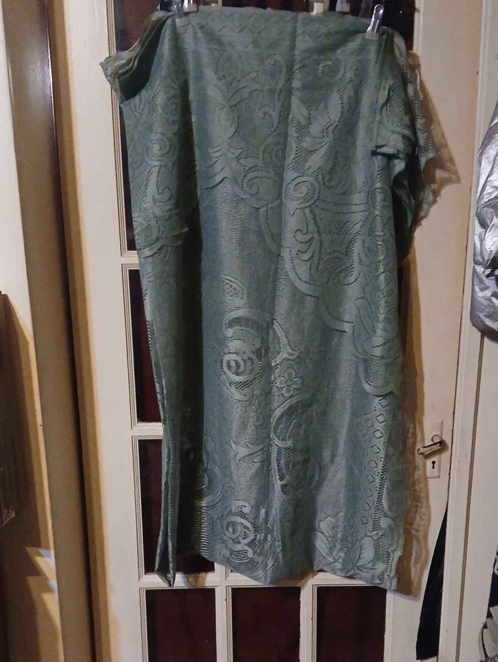 Source Unknown Sage Green Lace Pattern Curtain Panels